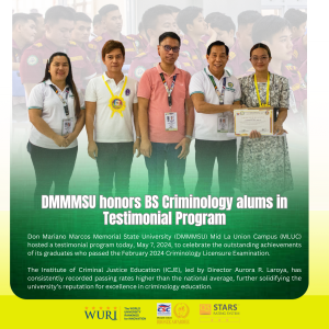 DMMMSU honors BS Criminology alums in Testimonial Program